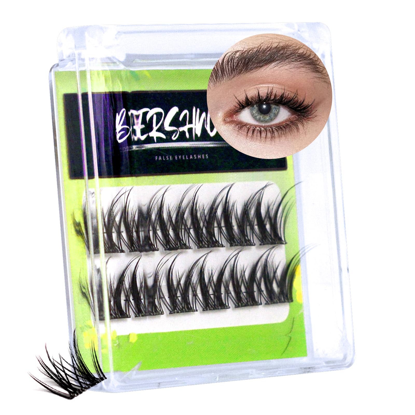 BERSHNOR Glueless Lashes Self Adhesive Eyelash Clusters Natural Look Easy Lashes for Beginners for Fresh Eyes