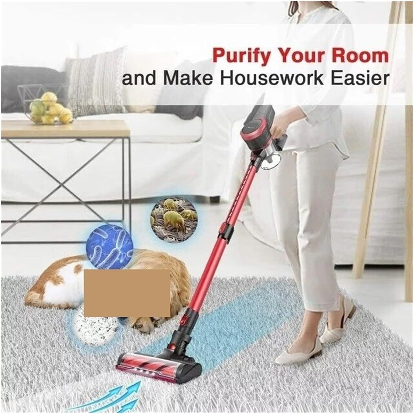 LED Motorized Power Nozzle Brush Floor Brush. Compatible for MOOSOO K17 K17U Cordless Stick Vacuum Cleaner Electric Brush Head