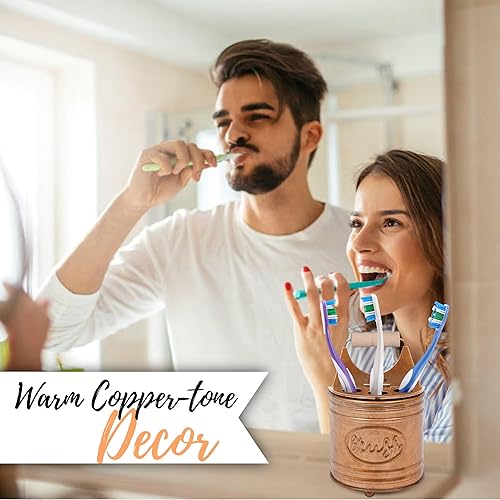 Miniatura 4 de Autumn Alley Soporte para cepillos de dientes de granja para baños, soporte rústico de cobre para cepillos de dientes, accesorios de baño de granja,