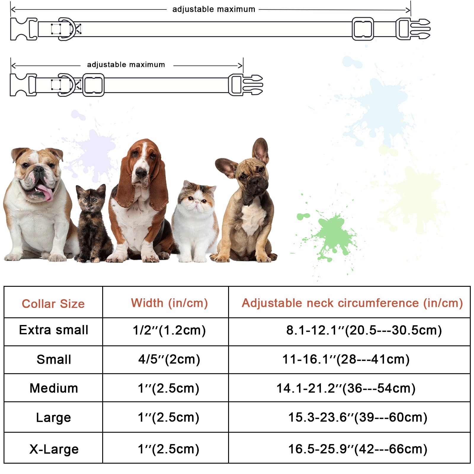 MR. CHUBBYFACE Hundehalsband mit Mustern, weich, verstellbar, für kleine und mittelgroße und große Hunde