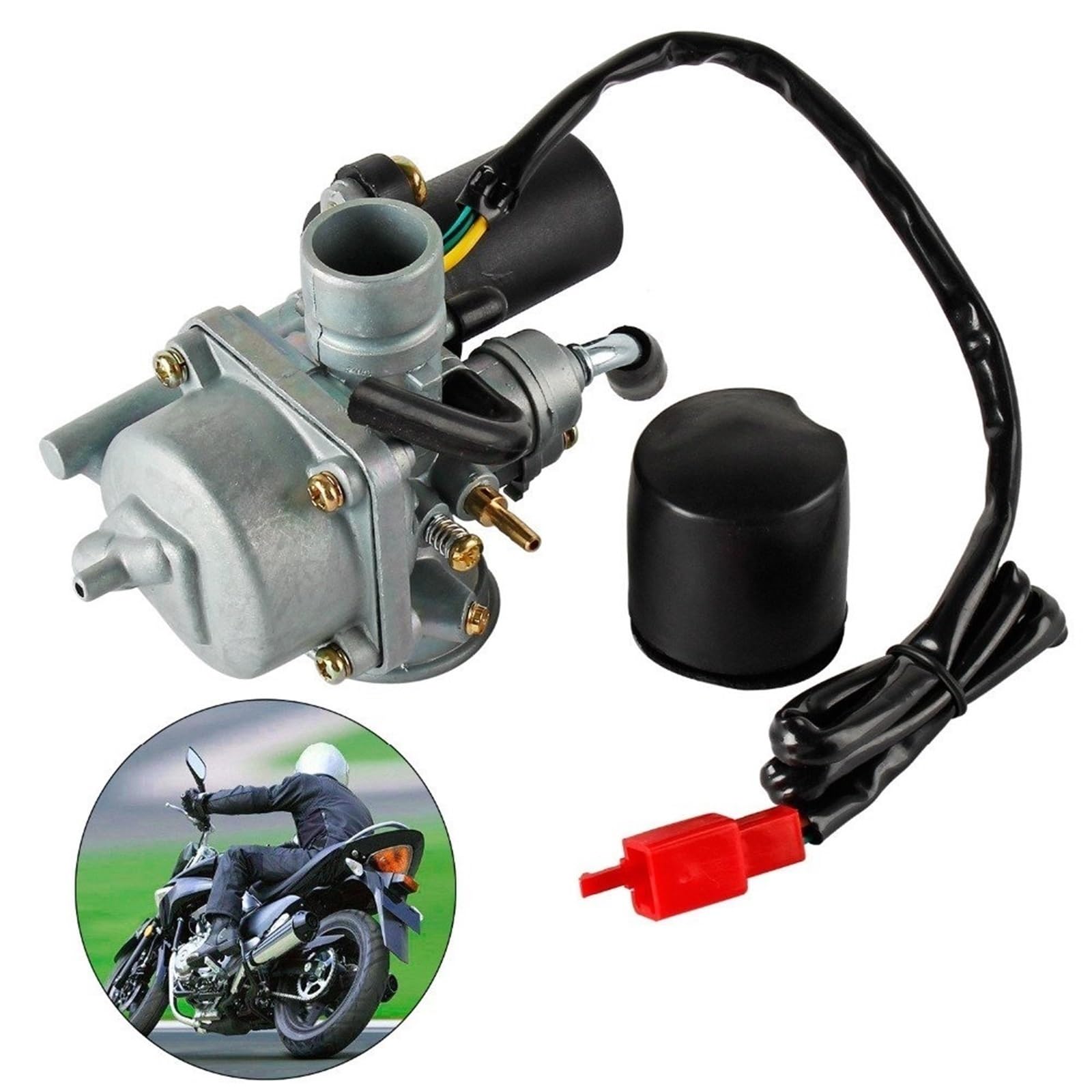 Genérico Carburador Carburador de Motocicleta de Arranque en frío, 50cc, para Piaggio SFERA 50 JOG50 Quartz 25 Zip TPH, Incluido E-Choke, 17,5mm