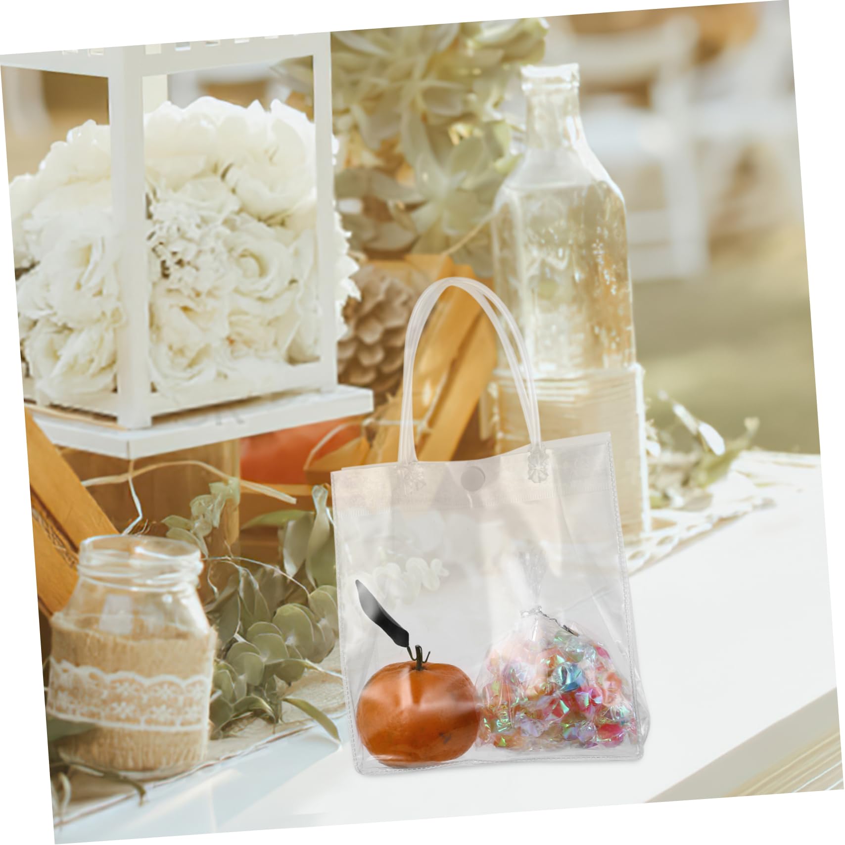 Anneome 25 piezas Unidades Bolsas Transparentes con Asas de PVC Reutilizables para Bodas Fiestas y Bolsas de Plástico Claras para y Embalaje