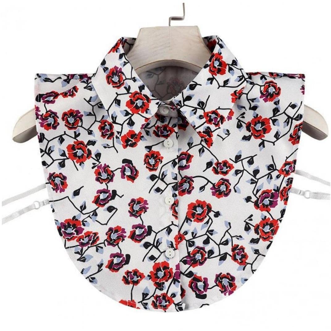Froiny Women's As Shown Floral Printed Fake Collar Shirt False Collar Lady Lapel Shirt Blouse Detachable Collar Decor