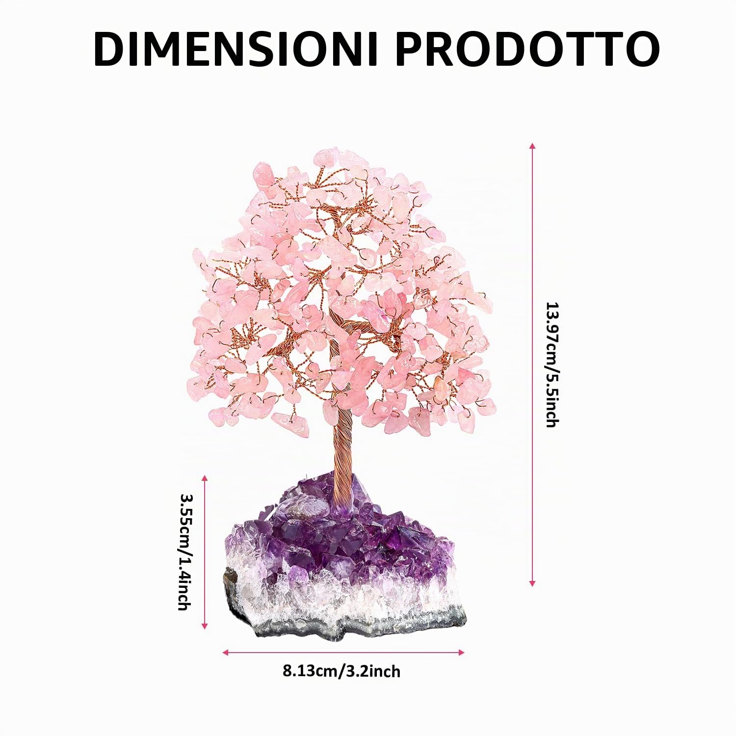 Crystal Tree - Albero dei soldi con ametista, decorazione da scrivania con albero della vita viola, accessori per ufficio zen, regalo di compleanno unico per donne, arte con cristalli di