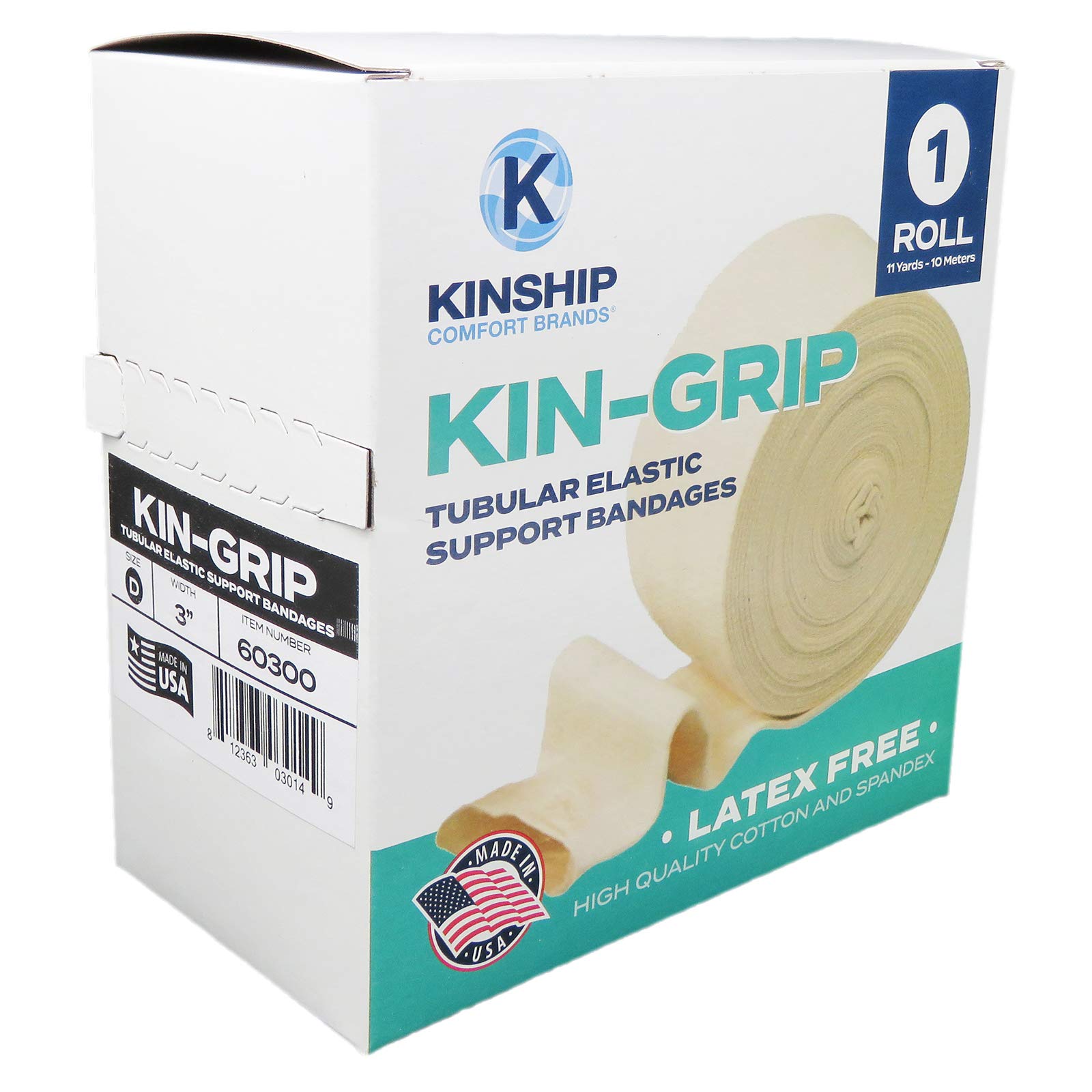KinGrip Latex-Free Cotton Spandex Tubular Elastic Support Wound Care Stockinette Bandages by Kinship Comfort Brands. Protect Soft, Fragile Skin. Made in USA (Sizes B,C,D,E,F,G)