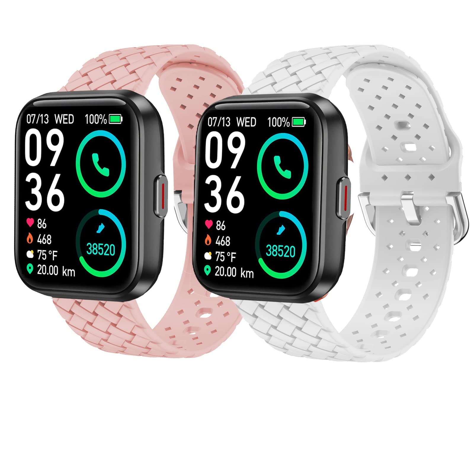 Compatible for SKG V7 Pro Smart Watch Band, Silicone Braided Weave Sport Soft Replacement Straps Compatible for SKG V7 Pro/ENOMIR ID208BT 1.7 Smart