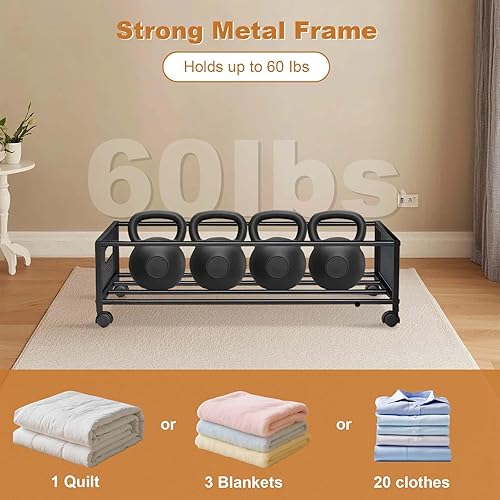 Miniatura 4 de GAOMON Almacenamiento debajo de la cama con ruedas, paquete de 2 contenedores de almacenamiento rodantes debajo de la cama con tapas transparentes,