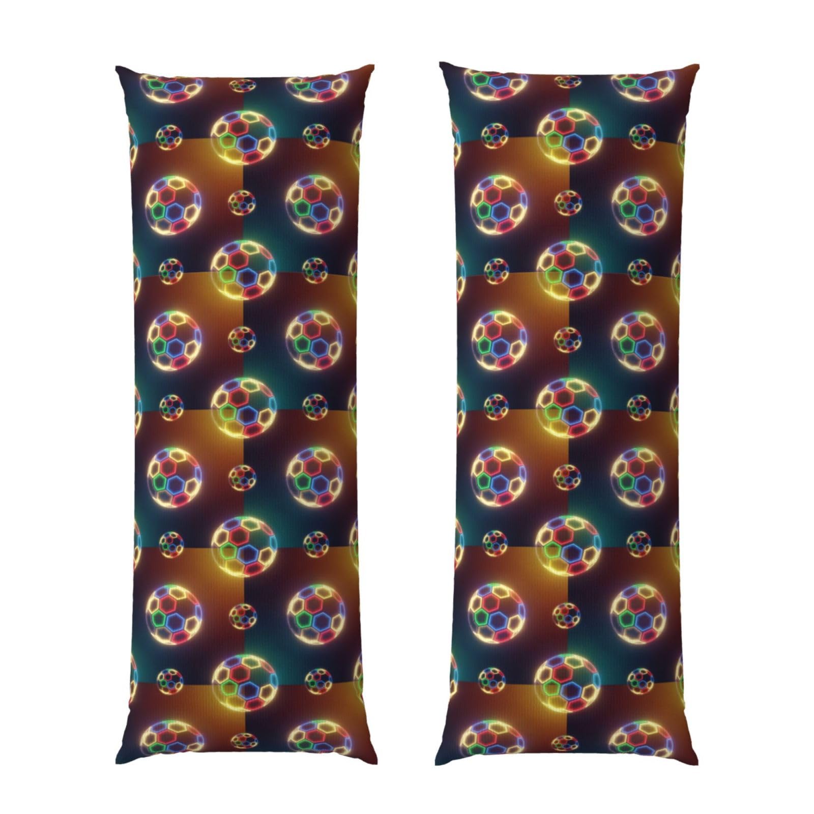 Long Body Pillow Cover 20x60 Football Ball Fire Soccer, Premium Zippered Pillowcase, Ultra Soft Brushed Fabric, Breathable Protector for Couch Home Hotel