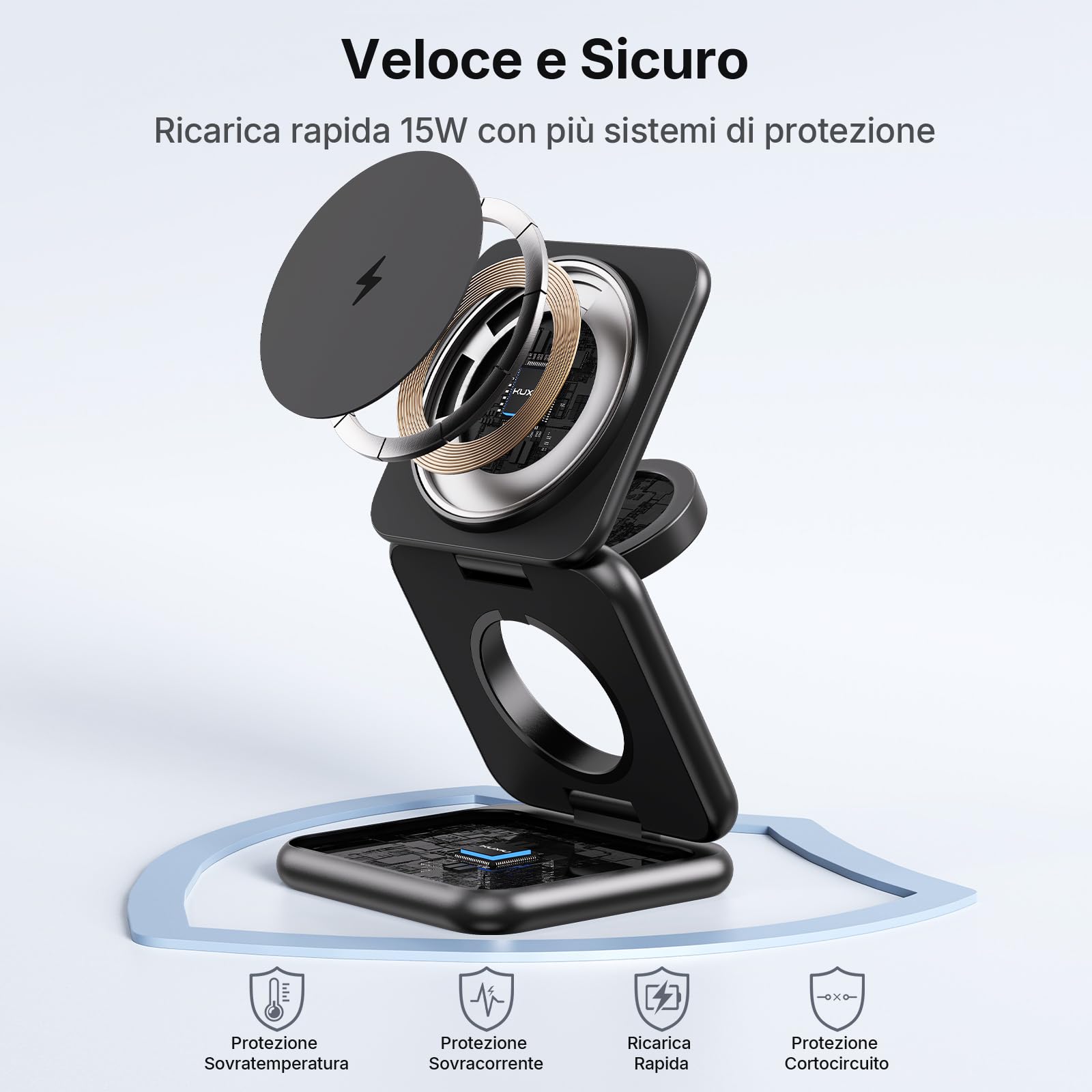 KU XIU 3 in 1 Magnetico Caricatore Wireless per Samsung | Pieghevole Stazione di Ricarica per Samsung S26 S25 Ultra Caricabatterie Wireless per Galaxy Watch Ultra 7 6 5 4 Galaxy Buds
