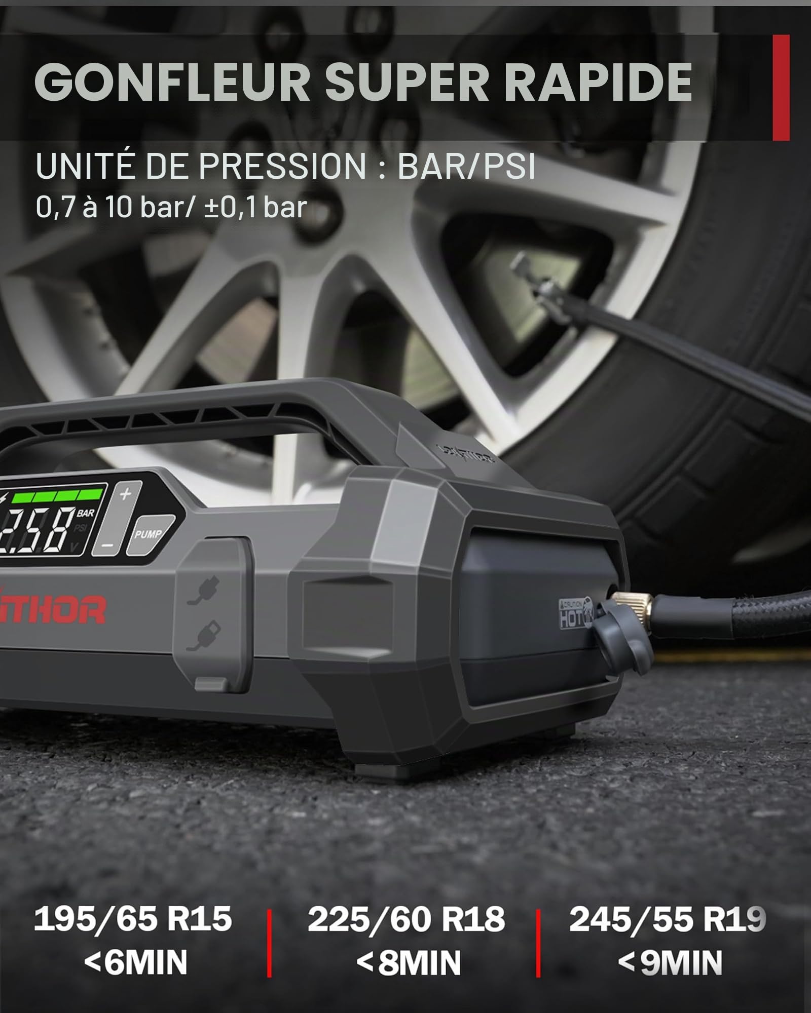 LOKITHOR JA300 Booster Voiture 1500A avec Compresseur 150 PSI 12V