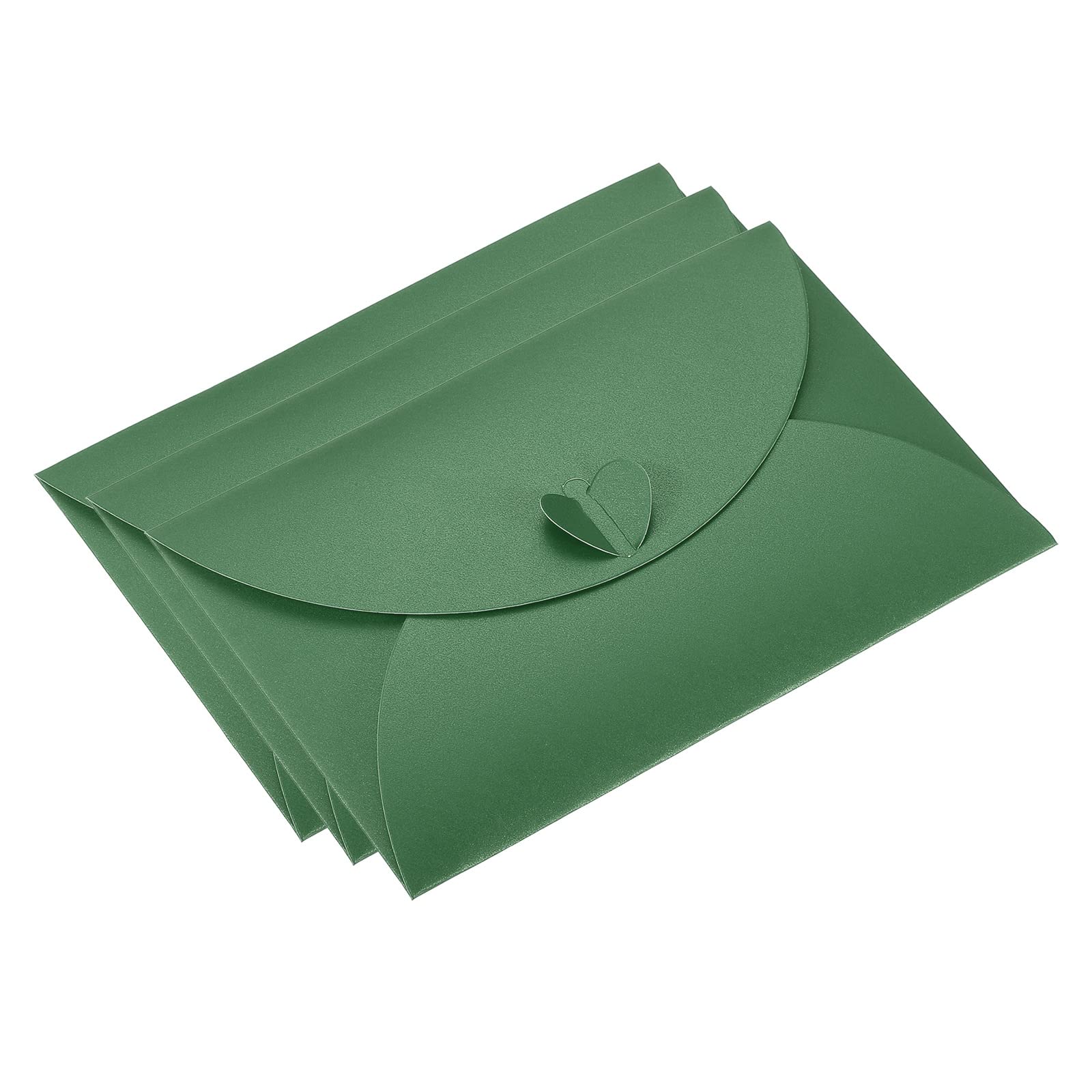PATIKIL Gift Card Envelopes, 50 Pack Heart Shaped Clasp Photo Gift Card Holders Mini Envelope for Birthdays Weddings Dark Green