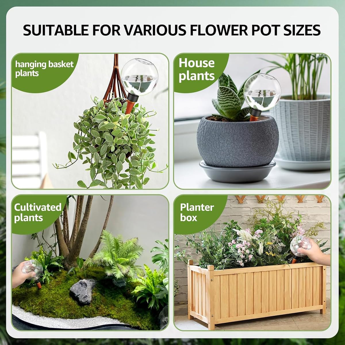 Lot de 4 Boules D'Irrigation pour Plant, Distributeur Eau Plante, 500 ML Arrosage Automatique Plante Intérieur, pour Jardins, Maisons, Espaces Intérieurs et Extérieurs