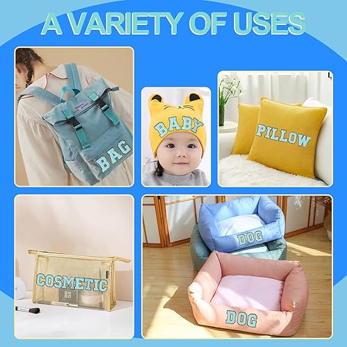 Miniatura 7 de Yhsheen 26 parches de letras doradas bordadas autoadhesivas con brillantina dorada, parches de reparación de letras de chenilla, apliques para tela,