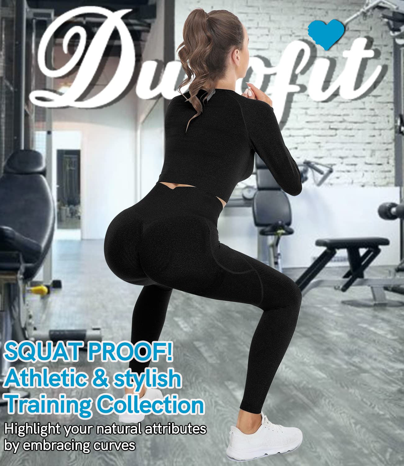 DUROFIT Leggins Donna Push up Leggings Sportivi Vita Alta Anticellulite Pantaloni Palestra per Fitness Yoga Pant