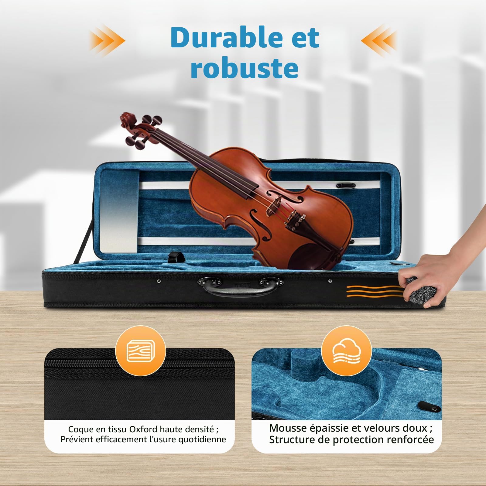 Étui pour violon 4/4 avec sangle de sac à dos