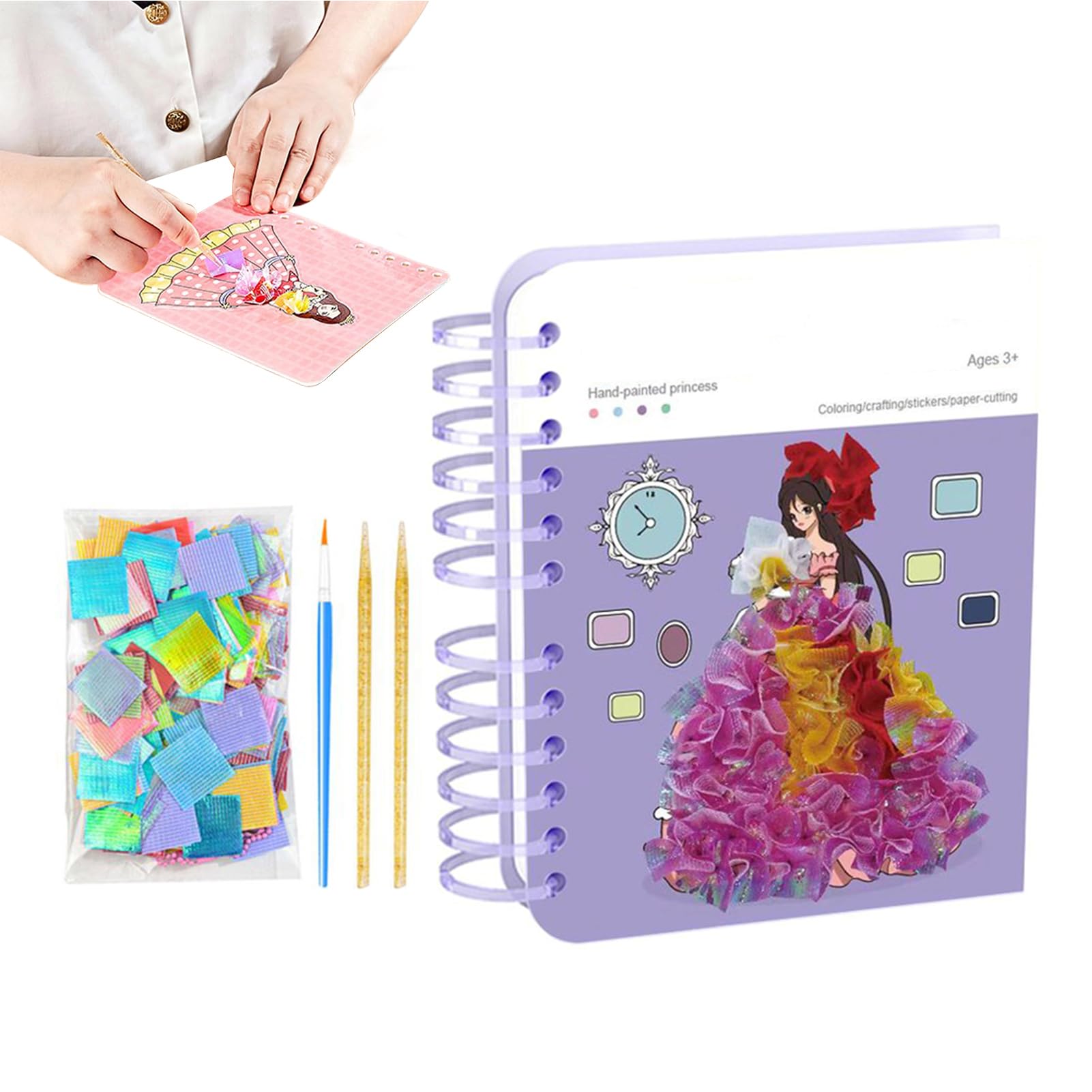 Kit loisir créatif perçage princesse et autocollants pour maternelle