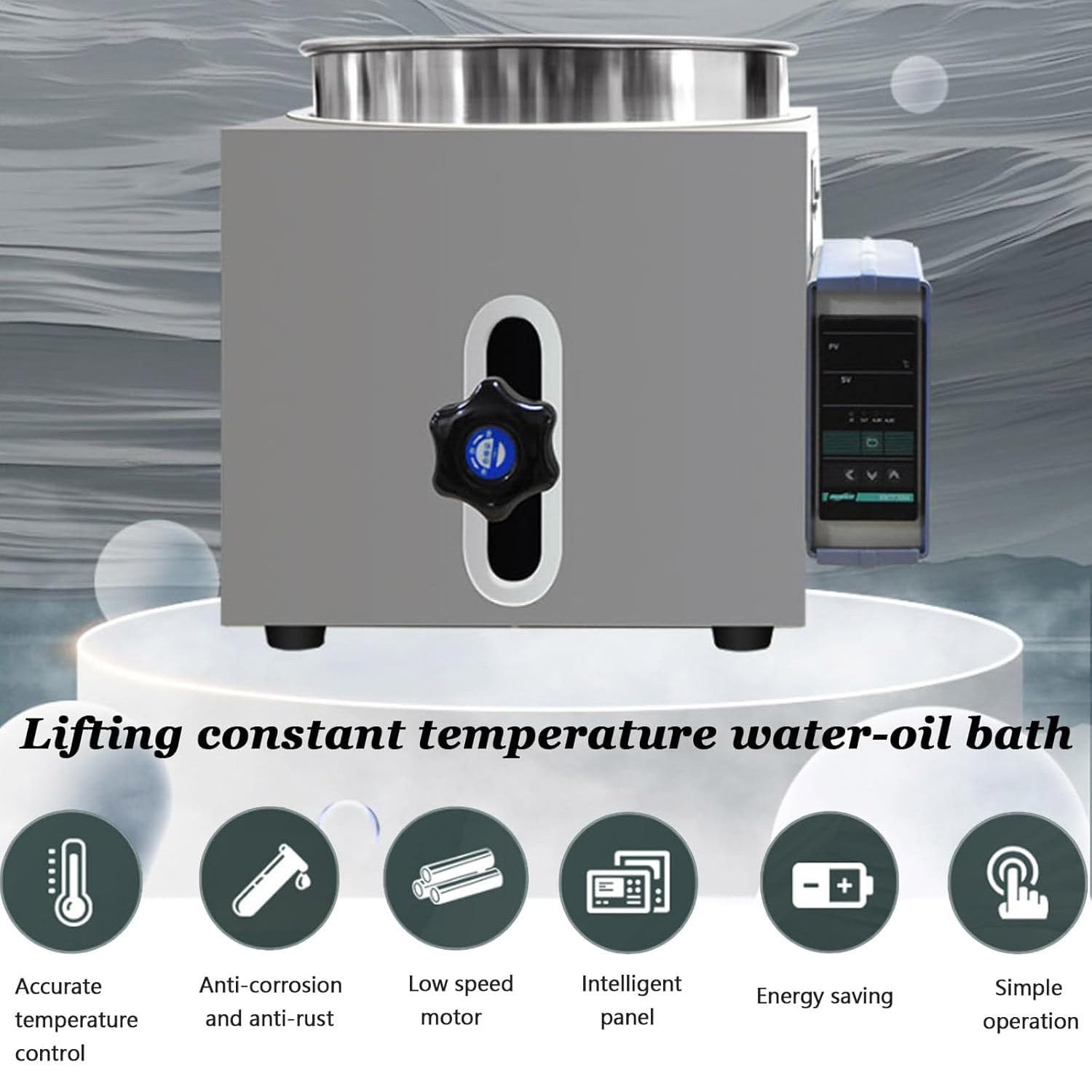 Bagno d'acqua termostatico digitale da laboratorio, tipo di sollevamento con rivestimento in acciaio inossidabile, display a LED, controllo preciso della temperatura per esperimenti di chimica