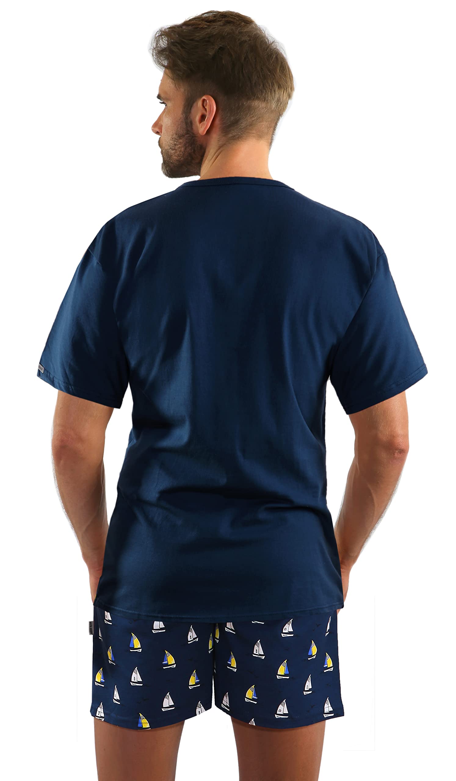sesto senso Sommerpyjamas Herren Kurz Schlafanzug Baumwolle Pyjama Kurzarm Kurze Hose Zweiteilig Set