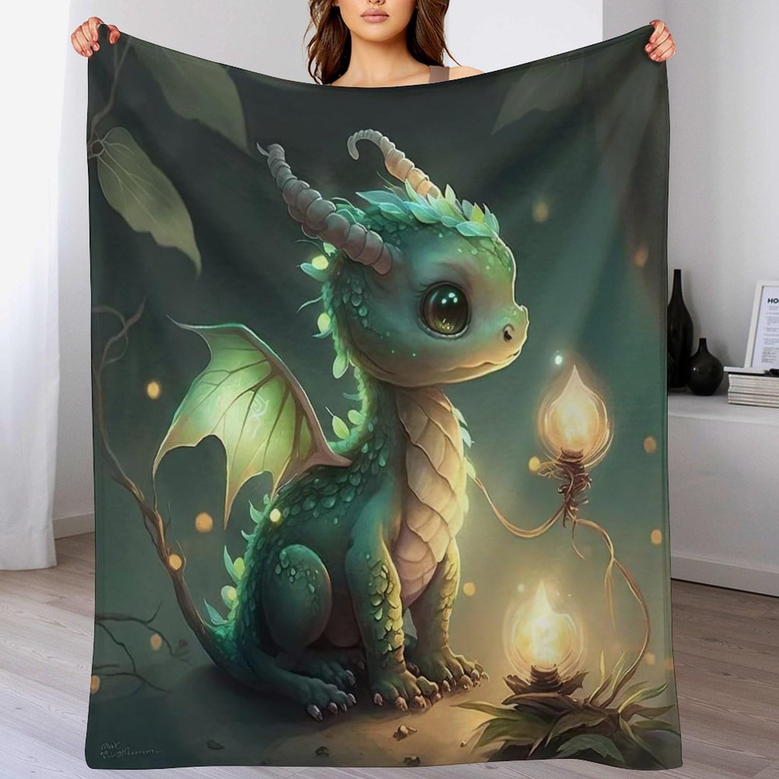 Couverture de lit dragon mignon en flannel le cadeau idéal pour décorer une chambre de salon
