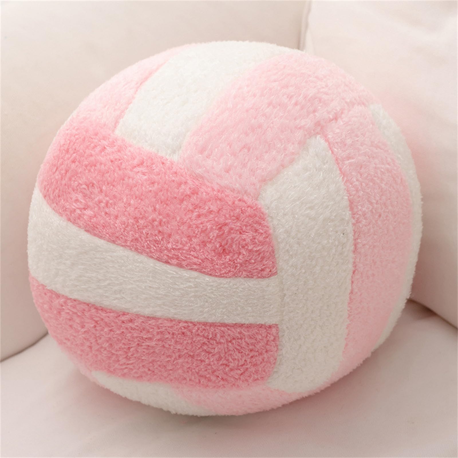 Volleyball-Plüschtier Kissen, 3D Runde Kissen Plüsch Ball Dekokissen, Plüsch Volleyball Spielzeug, Kinder Kuschelkissen, Sport Themenkissen für Kinderzimmer Dekoration (Rot-Grün,20 cm)