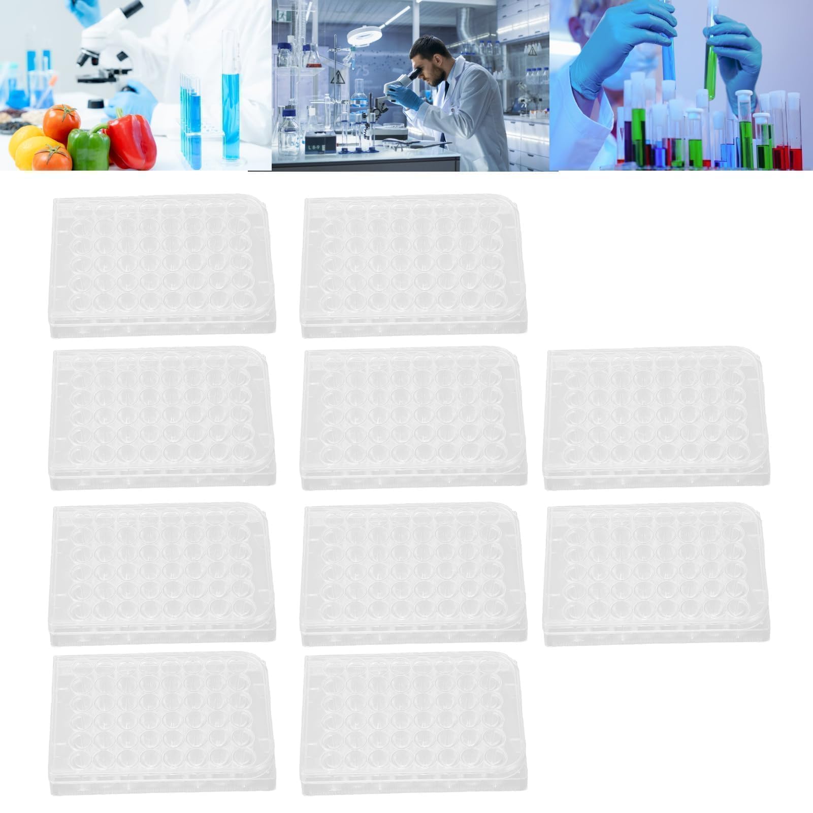 10 Stück Gewebekulturplatte 6 Well, Polystyrol, Sicheres Material, Gleichmäßige Dicke, Hochtransparent für den Laborbiologieraum (48 Nun ja)