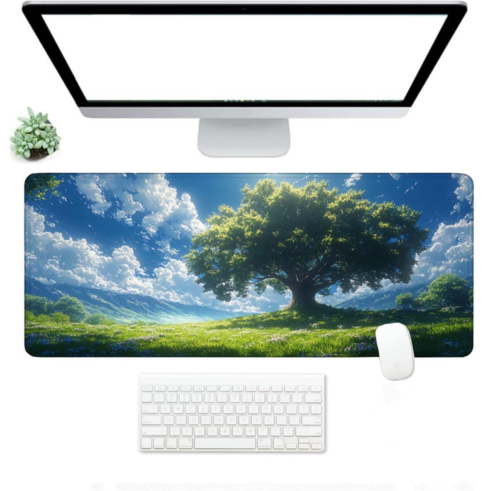 Podkładka pod mysz XXL 1200 x 400 x 3 mm, niebieska podkładka pod mysz, duża podkładka pod mysz z wodoodporną i antypoślizgową gumową podstawą, zmywalna mata na biurko do gier, akcesoria biurowe W