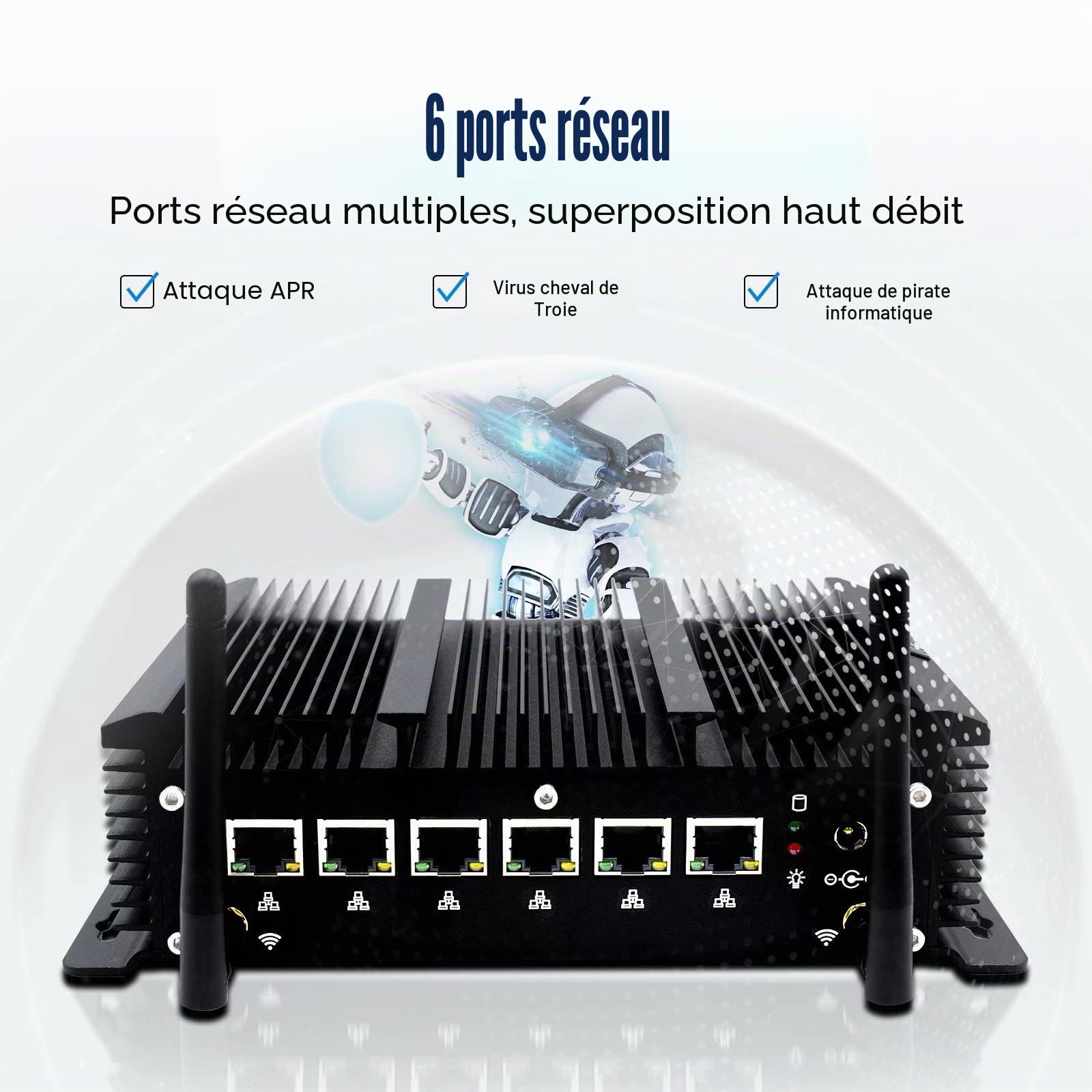 WEIDIAN Firewall PC Micro Appliance 2.5G, Fanless Computer 6 x 2.5GbE I225-V Port, Industrial PC Core i5-8260U, HD, USB3.0, WiFi, SIM Slot, RS232 COM, RJ45 COM, OPNsense (8GB RAM 128GB SSD)