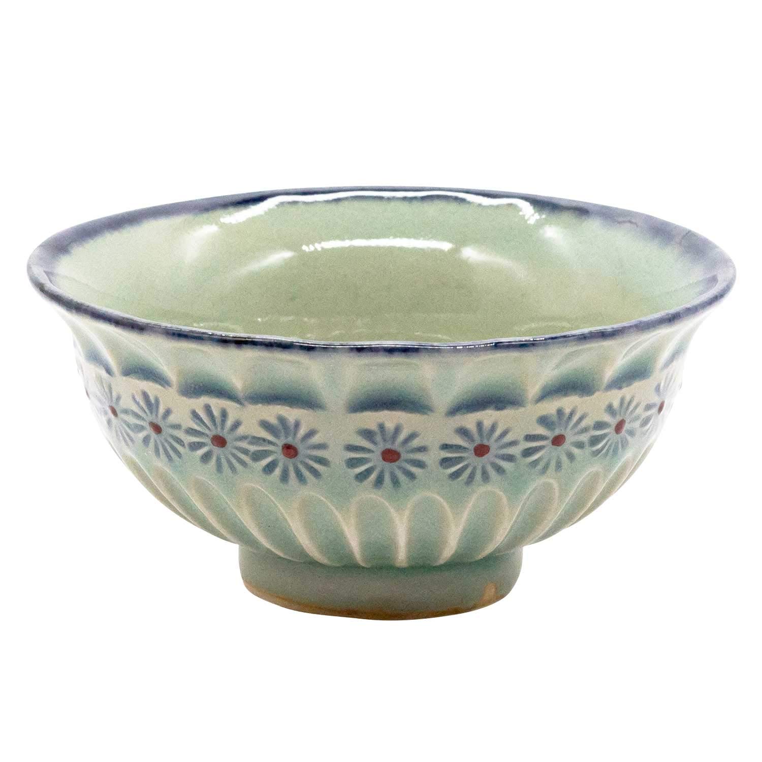 Amazon｜前謙 京焼 清水焼 安藤 稔 飯碗 茶碗 大 緑釉三島彫 日本製