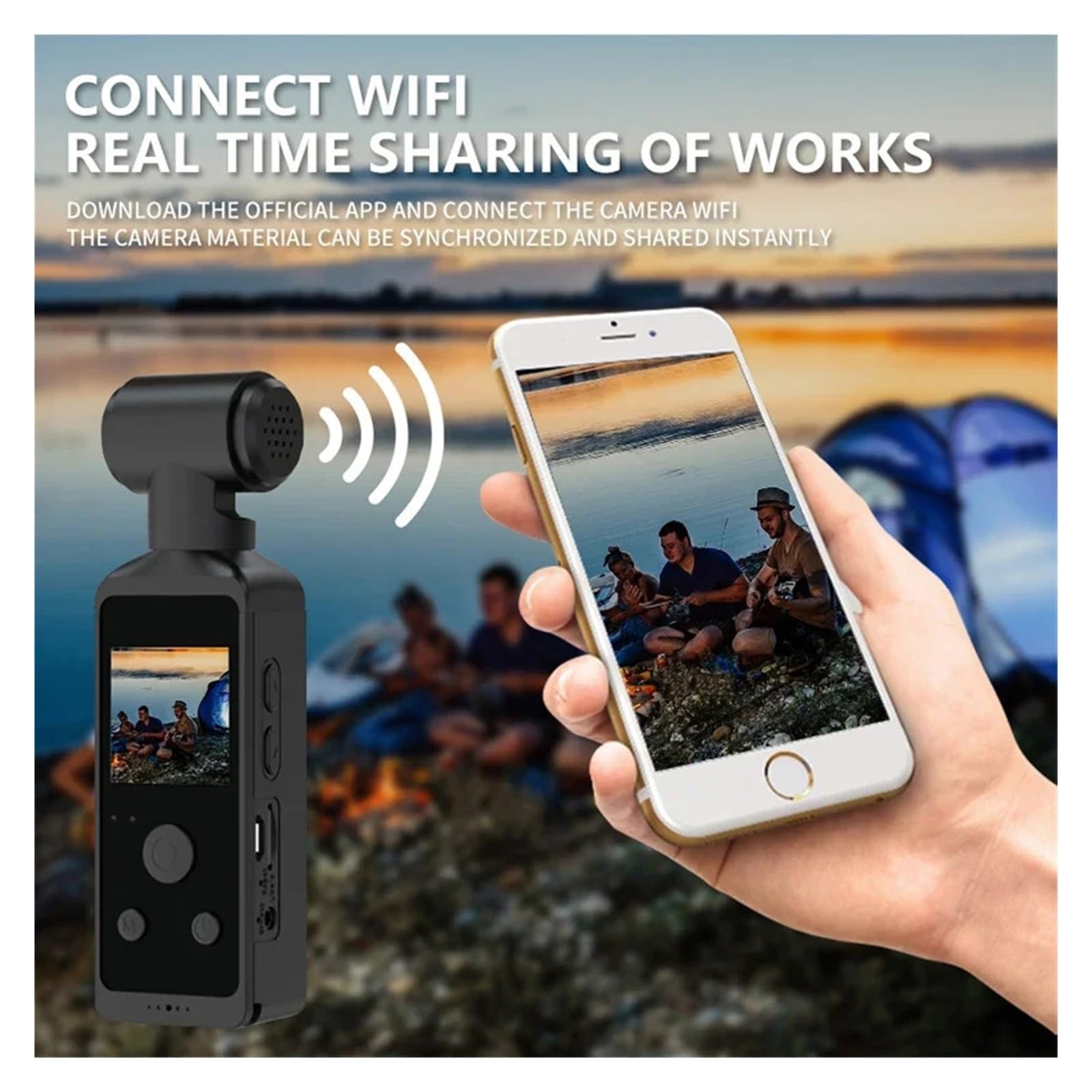Mini telecamera Wifi 4K HD Videocamera tascabile impermeabile ruotabile a 270 ° Videoregistratore for bicicletta for sport all'aria aperta con microfono
