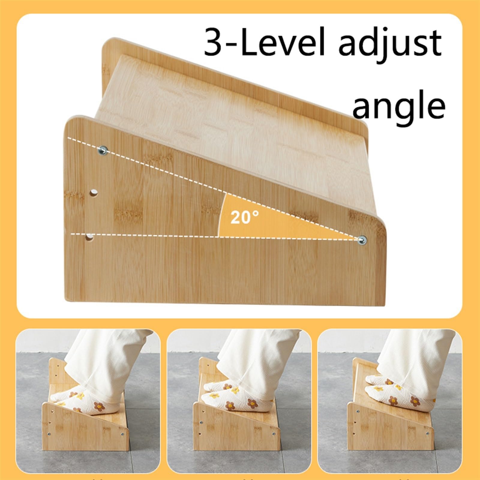 Reposapiés ajustable para debajo del escritorio, taburete de oficina y hogar, perfecto reposapiés de lactancia de 3 niveles de ajuste rápido (amarillo)