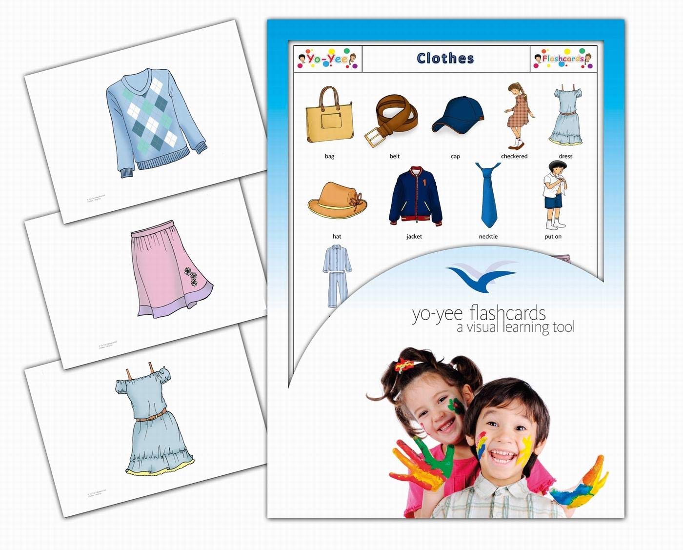 Yo-Yee Flashcards - Clothing and Apparel Picture Cards - English Vocabulary Cards for Toddlers, Kids, Children and Adults - Including Teaching Activities and Game Ideas