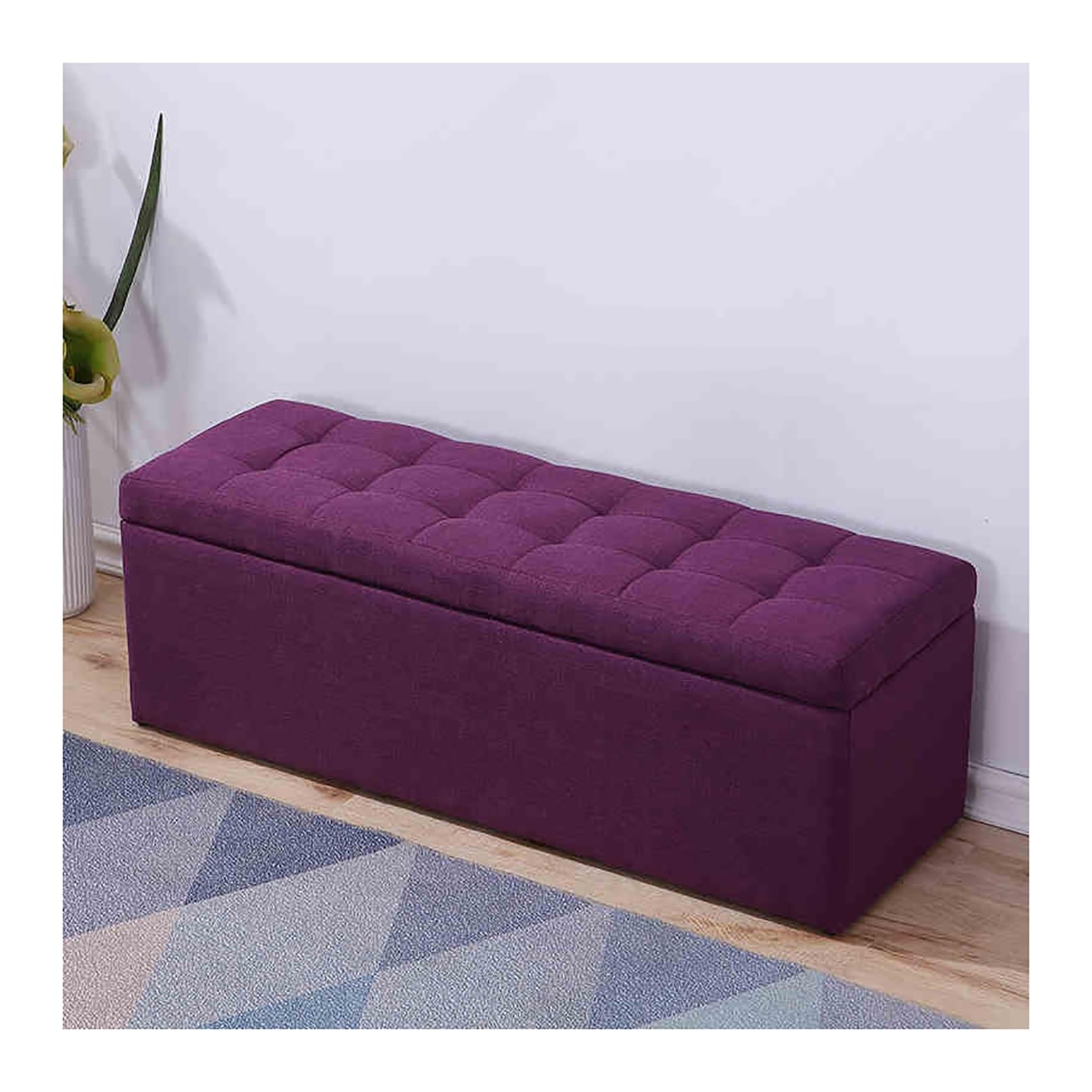 LWJSOCP Storage Bench with Upholstered Seat Ottoman Shoe Storage for Living Room Hallway & Bedroom Stylish Purple Storage Chest (60x40x40cm)