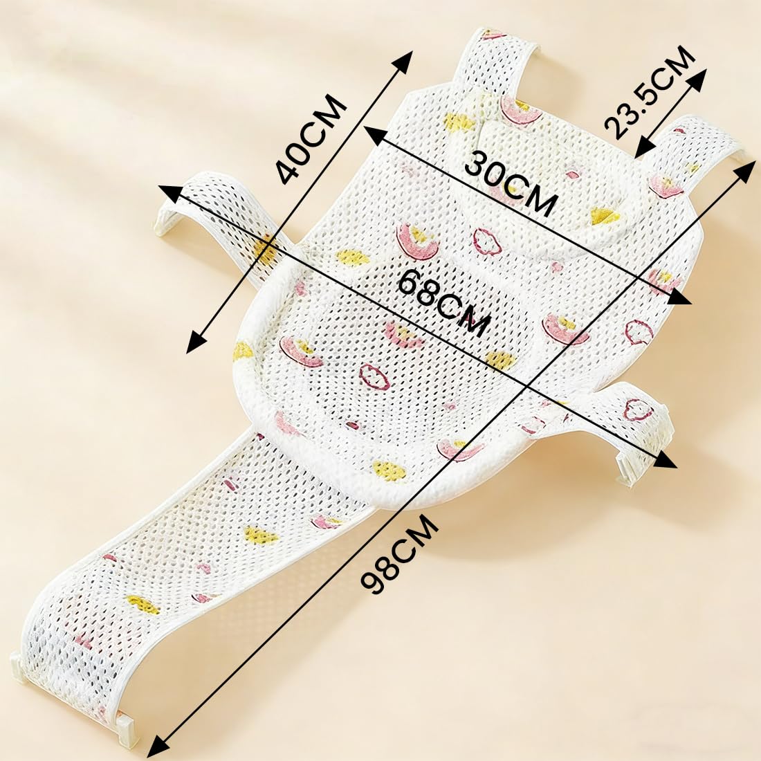 Coussin de Bain pour Bébé, Réducteur de Baignoire pour Nouveau-Né, Hamac de Bain avec 5 Sangles de Sécurité, Anti-Glissant, Filet Respirant et Confortable, Facile à Installer