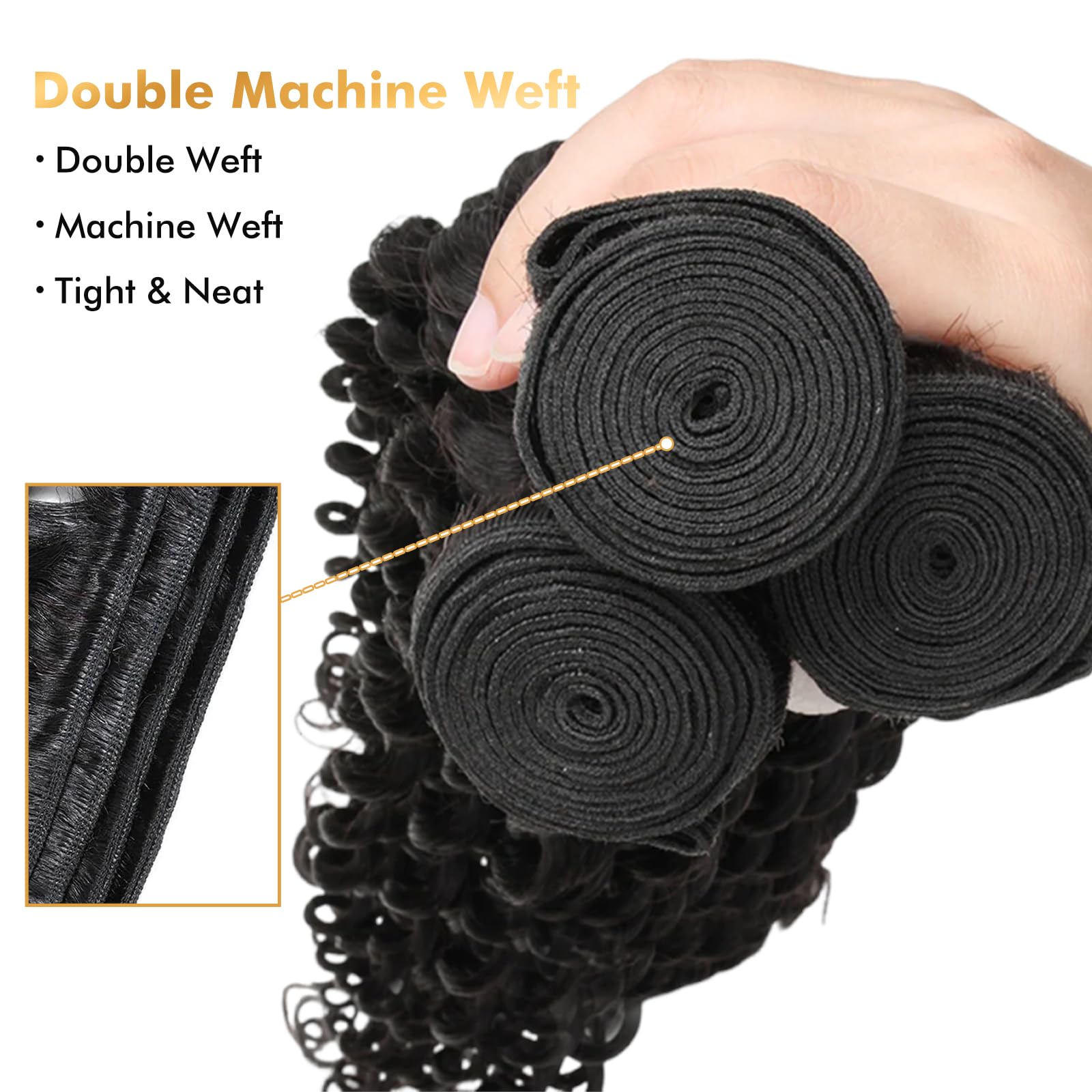 TNICE Deep Wave Human Hair Bundle Brazilian Virgin Curly Hair 18 20 22 Inch | Deep Wave Human Hair Bundles 3Bundles 100% Unprocessed Brazilian Virgin Wet and Wavy Weave Extensions for Women Natural Black