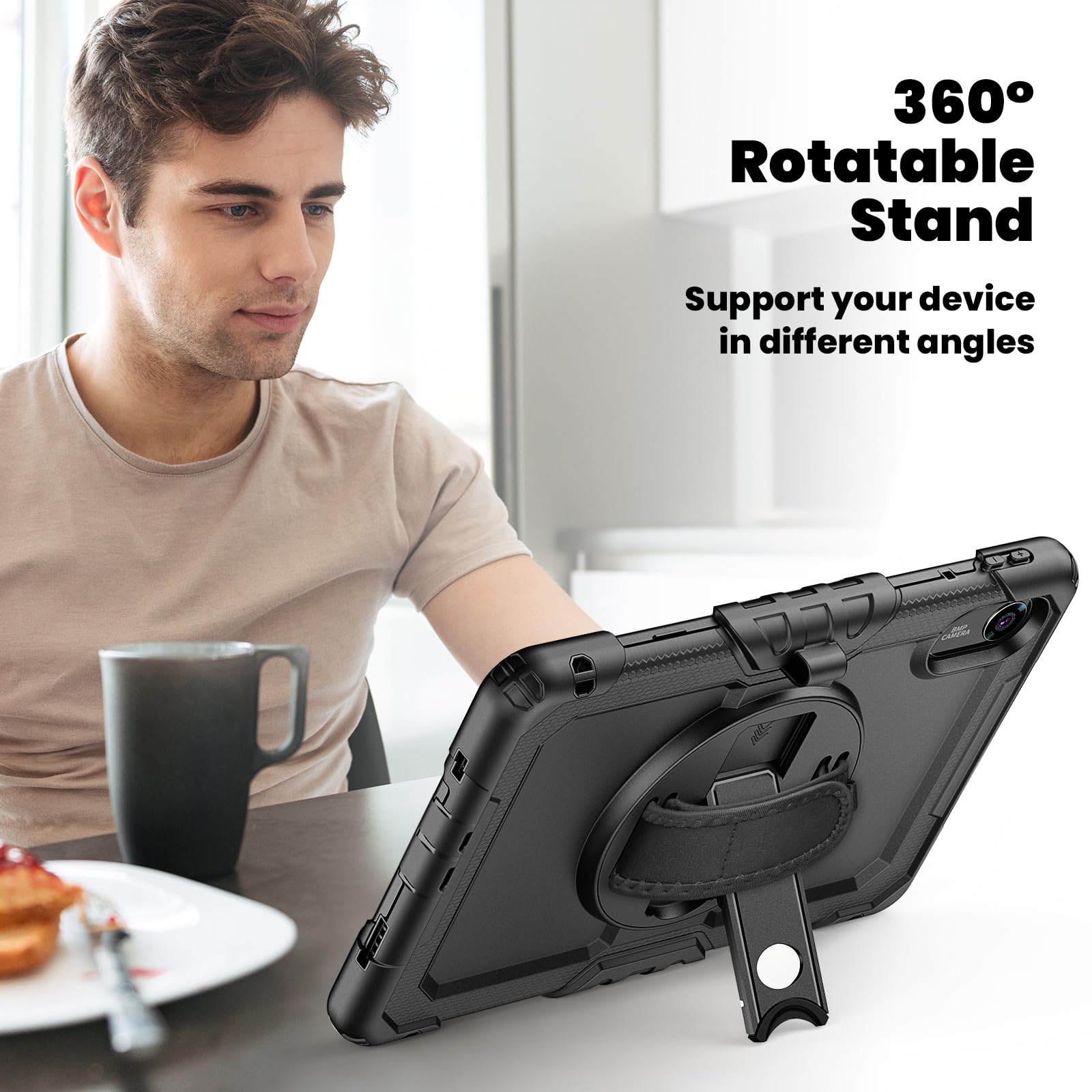 zenrich Coque Antichoc pour Xiaomi Redmi Pad 2 (11 Pouces) 2025, Étui de Protection Robuste avec Protecteur d'écran, 360° Support Rotative, Dragonne, Bandoulière et Porte-Stylet pour Redmi Pad 2–Noir
