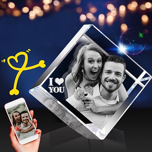 PD 3DPIXDANCE Foto de cristal 3D (diamante mediano) grabada en 3D, regalo personalizado para el día del padre, cumpleaños, boda, aniversario,