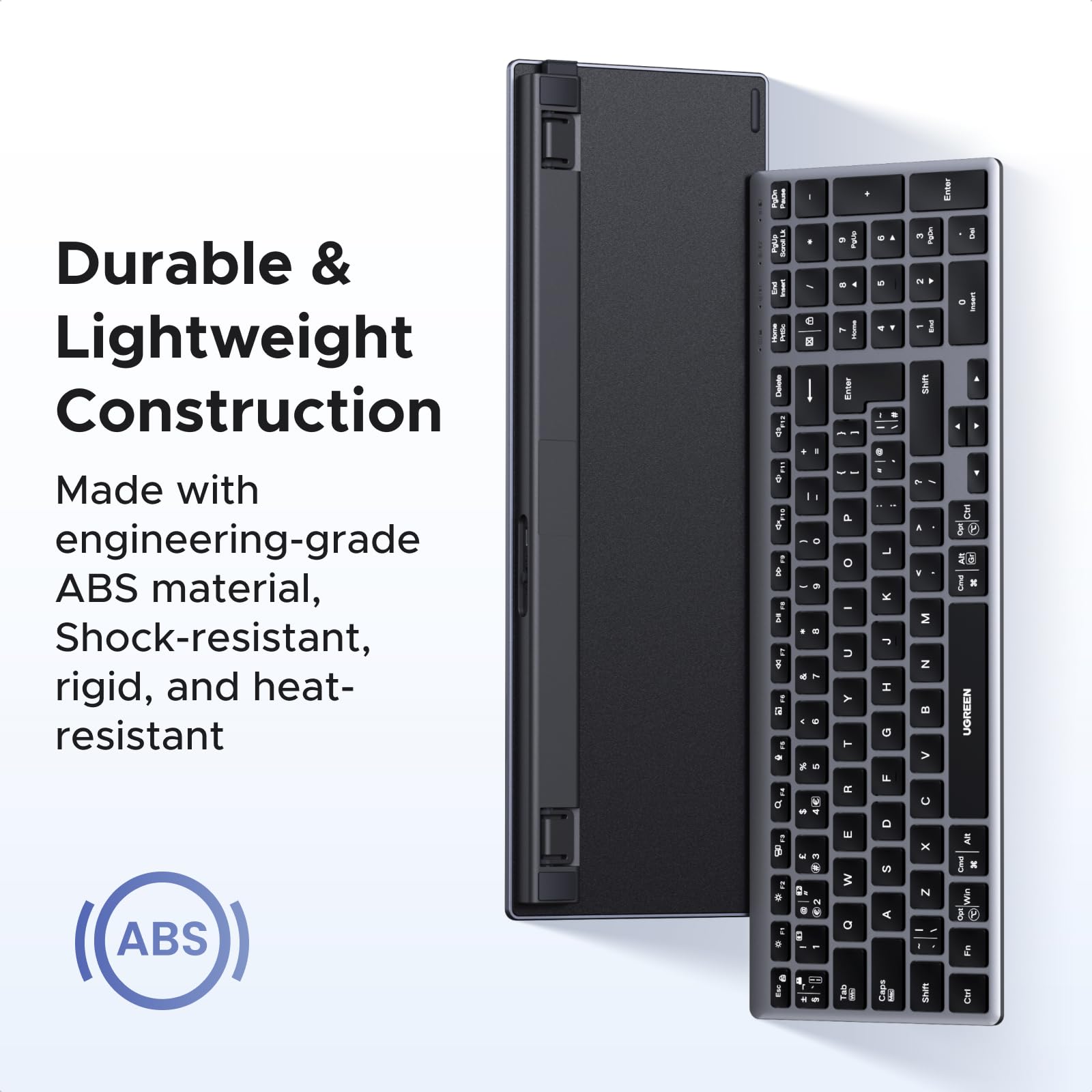 UGREEN Wireless Keyboard, Bluetooth Keyboard with UK Layout, Mini and Rechargeable Ergonomic Keyboard, BT5.4 &2.4GHz Dual Modes, Connect 3 Devices, for ipad/PC/Tablet, Windows/macOS/Android/Linux,etc. — view 7
