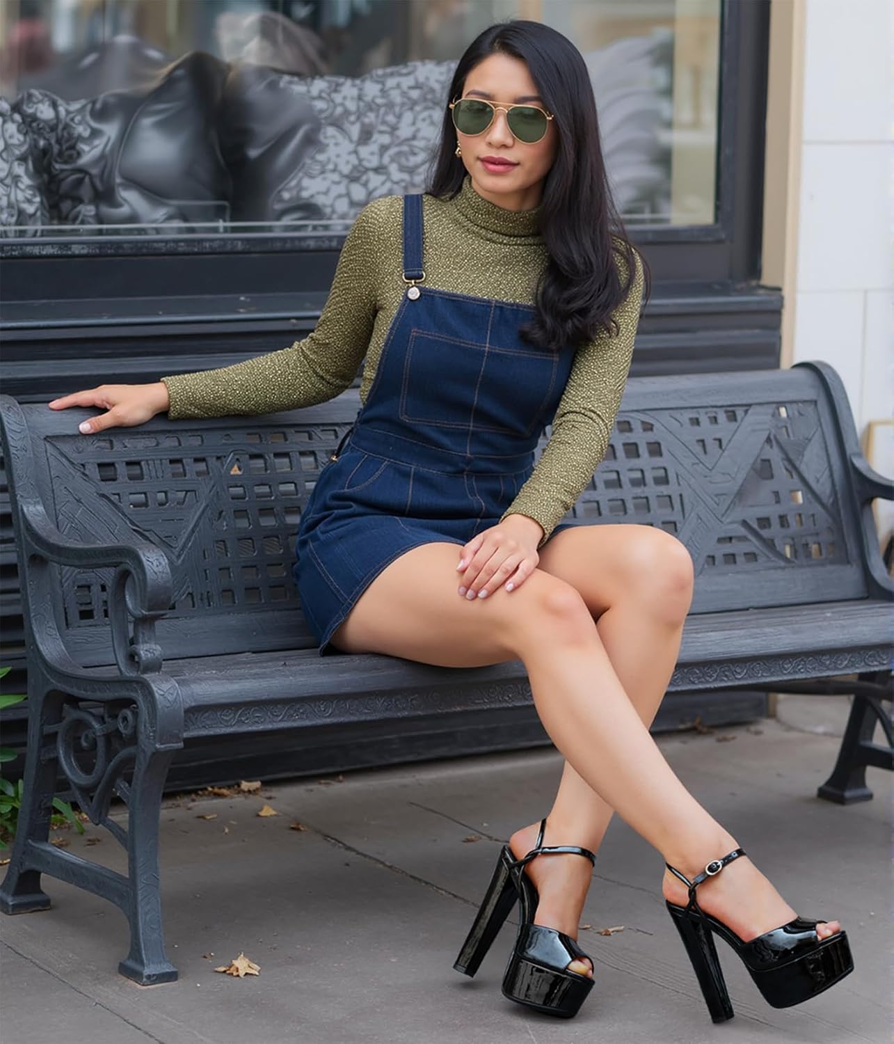 NobleOnly Platform Heels for Women Platform Sandals Chunky Block Peep Open Toe Ankle Strap Sandals Wedding Party Dress Shoes 5.9 Inches Heels - Image 2