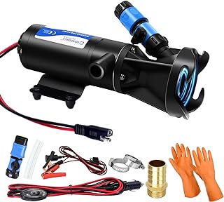 TDRFORCE 12v dc RV Macerator Pump Sewage Water Pump for RV Marine Boat Bilge Pump Portable RV Sewer Pump for Grey Black Water Tank 12GPM Self-Priming Campers Waste Dumping with Accessories Kit