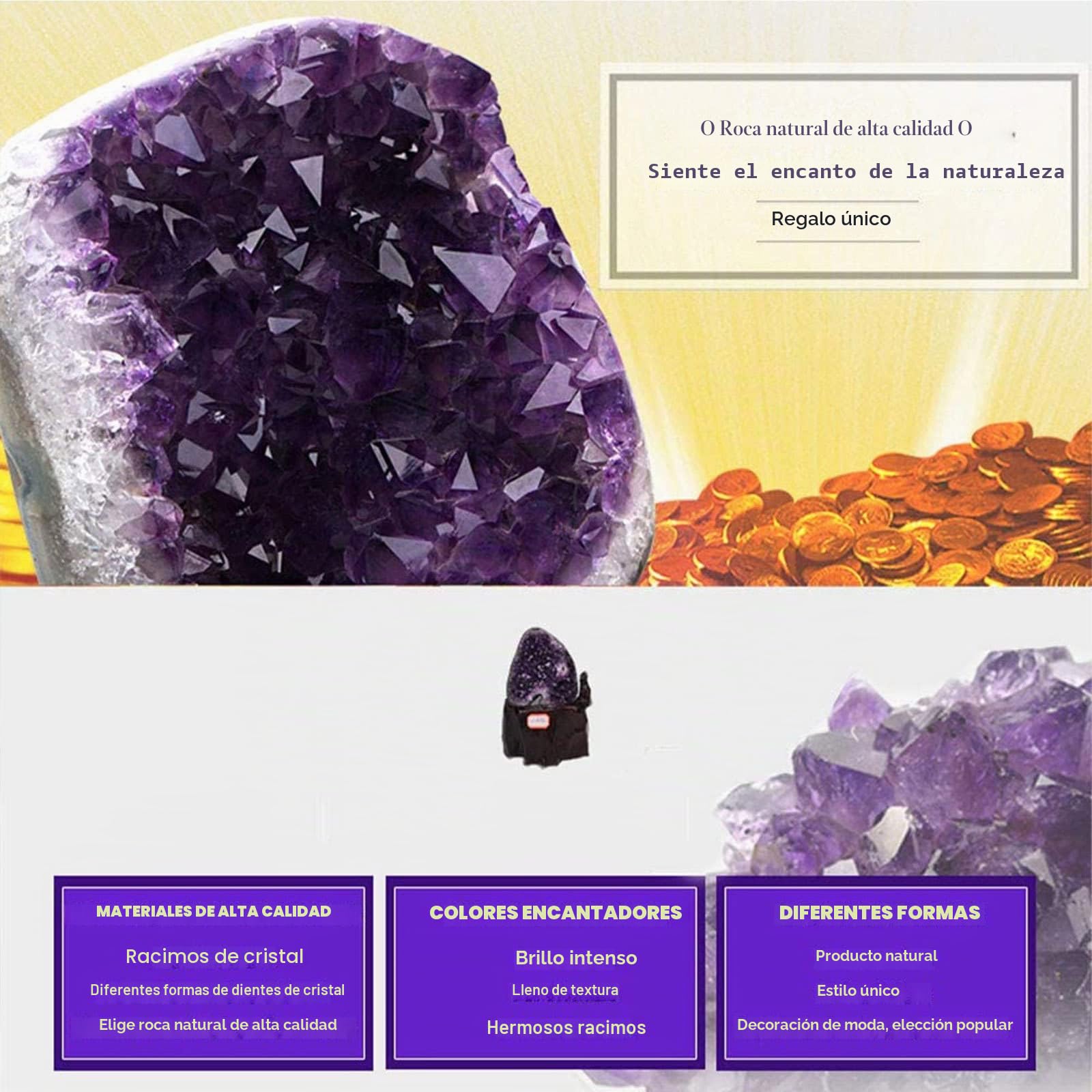 Piedra de racimos de Cristal de Amatista Natural de Uruguay Cuarzo de geoda en Bruto, Geoda de Amatista Grande, Geoda de Piedra Amatista en Bruto Decoración Cornucopia de Piedra Original,500g