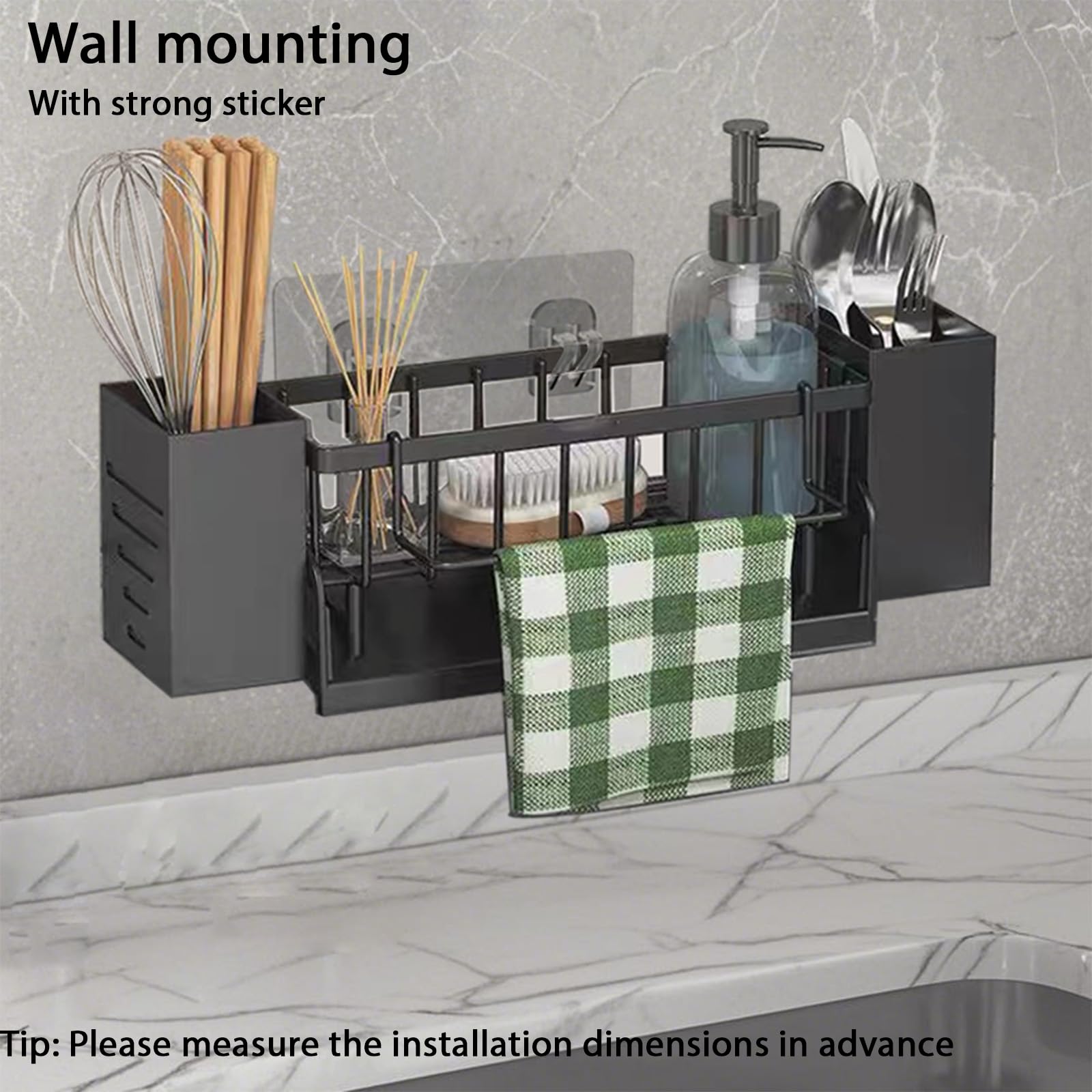 Koolkasa Sink Caddy Sponge Holder, Kitchen Sink Organiser with Brush Holder - Image 2