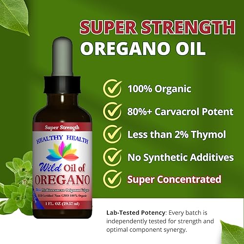 Aceite de orégano – Wild Mediterranean – Certificado ECO orgánico (paquete de 3) Super Strength 86% Carvacrol, líquido, apoyo inmunológico, aceite
