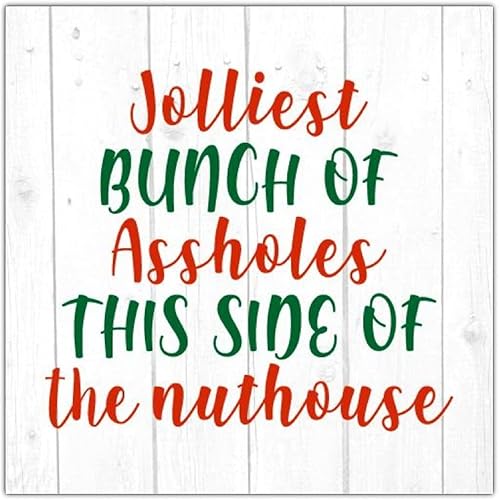Letrero de madera de estilo vintage, letrero de madera rústica Jolliest Bunch of Assholes, letrero de madera con cita divertida, decoración del