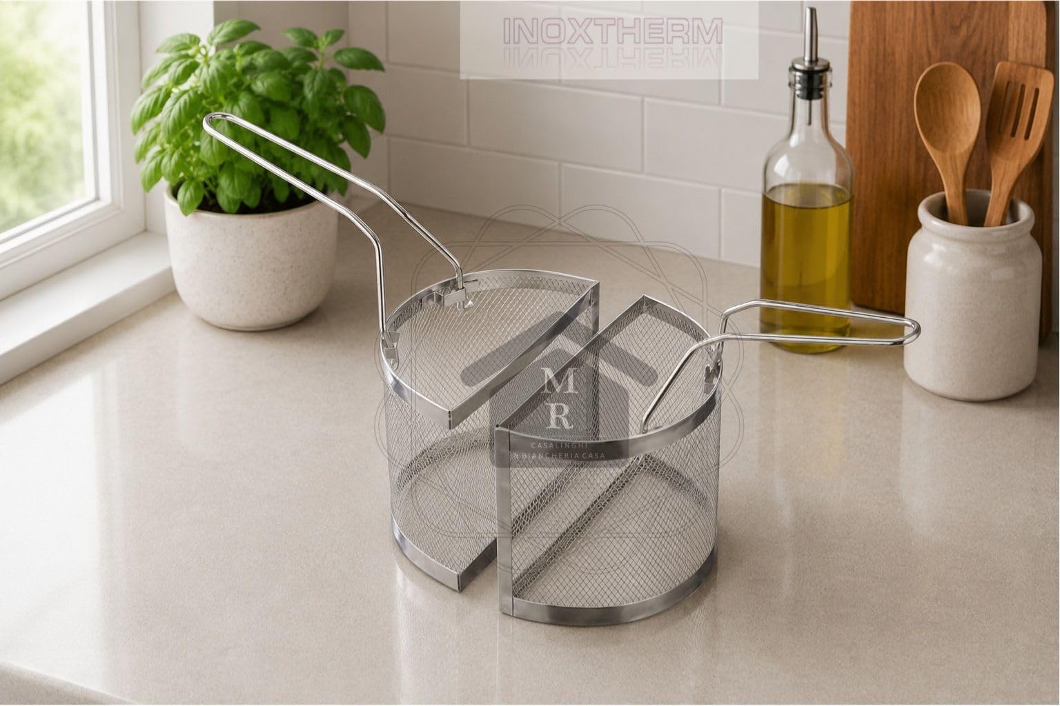 Set Spaghettiera Multipasta con Doppio Cestello in Acciaio Inox 18/10 Linea Inoxtherm