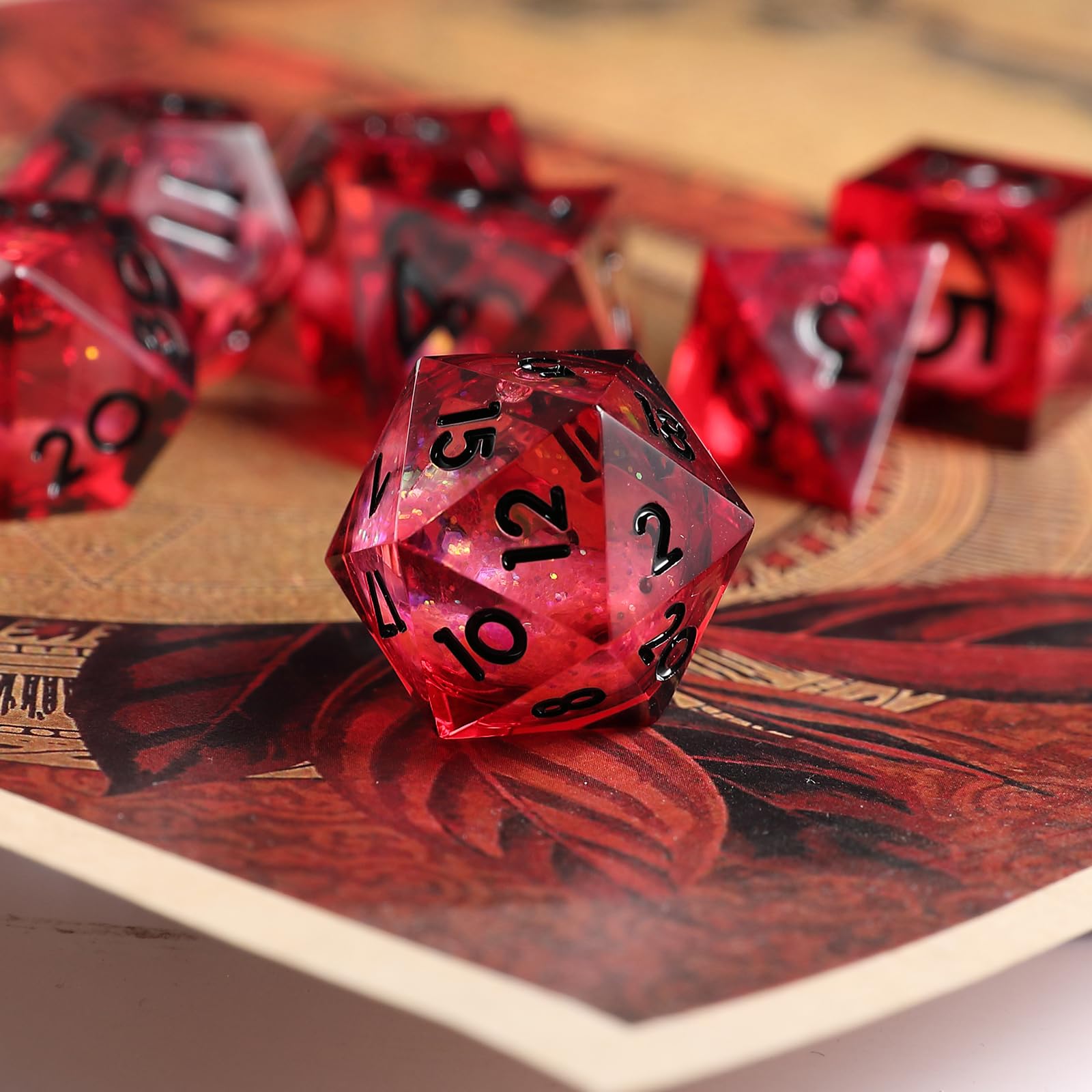 DND Dice Set 7pcs D4 D6 D8 D10 D12 D20 D% Polyhedral Handmade Resin D&D Dice for Dungeons and Dragons Pathfinder Roll Playing Table Games RPG MTG Games with Gift Box - Image 2