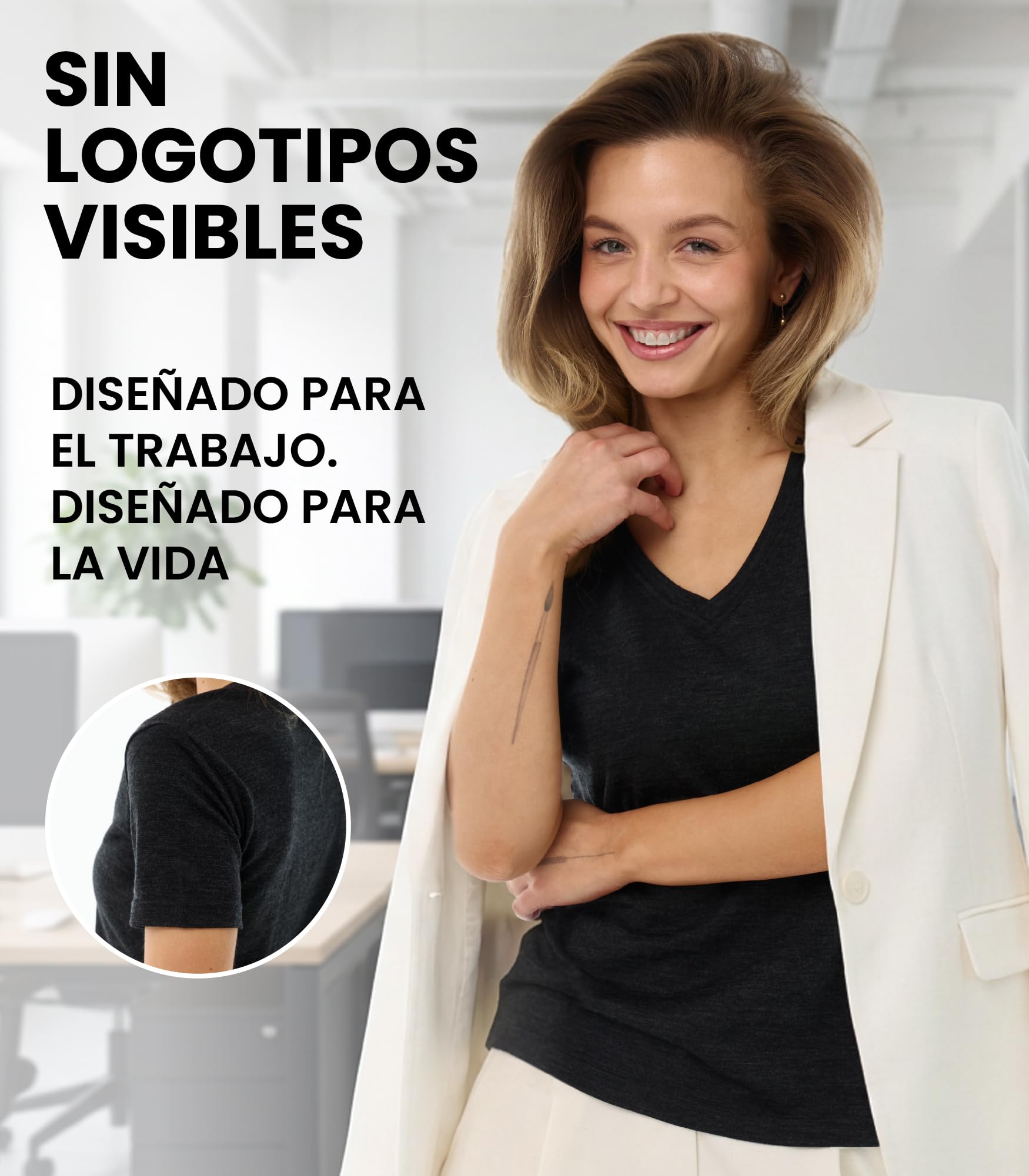 Merino.tech Camiseta Termica Lana Merino Mujer - Ropa Interior Base Layer 100% Lana Merino para Mujer