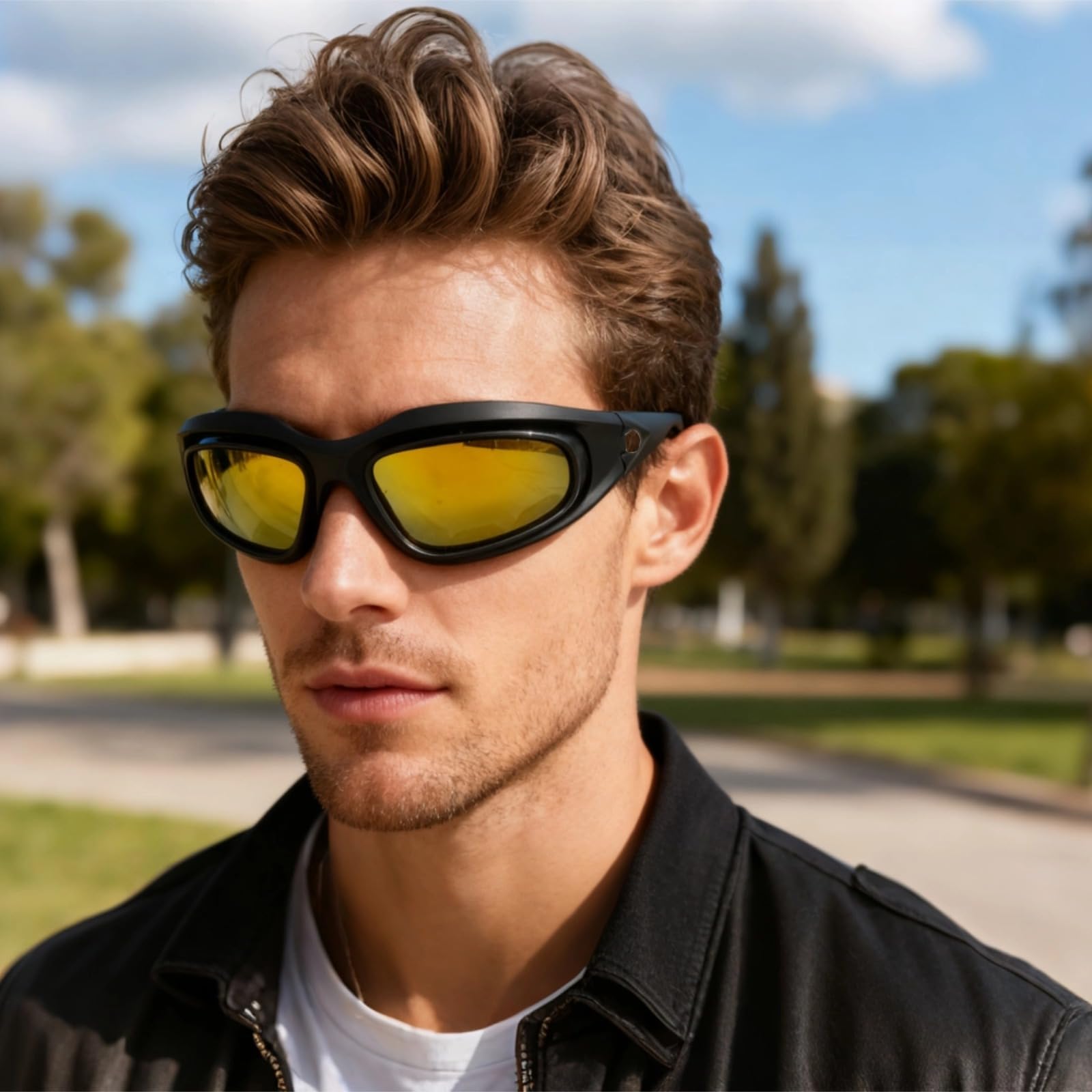 Set di occhiali da tiro, 6 montature intercambiabili, polarizzate, protezione solare, antiurto, leggeri occhiali da moto per tiro CS, lunghezza 147 mm, per una visione chiara e una vestibilità sicura