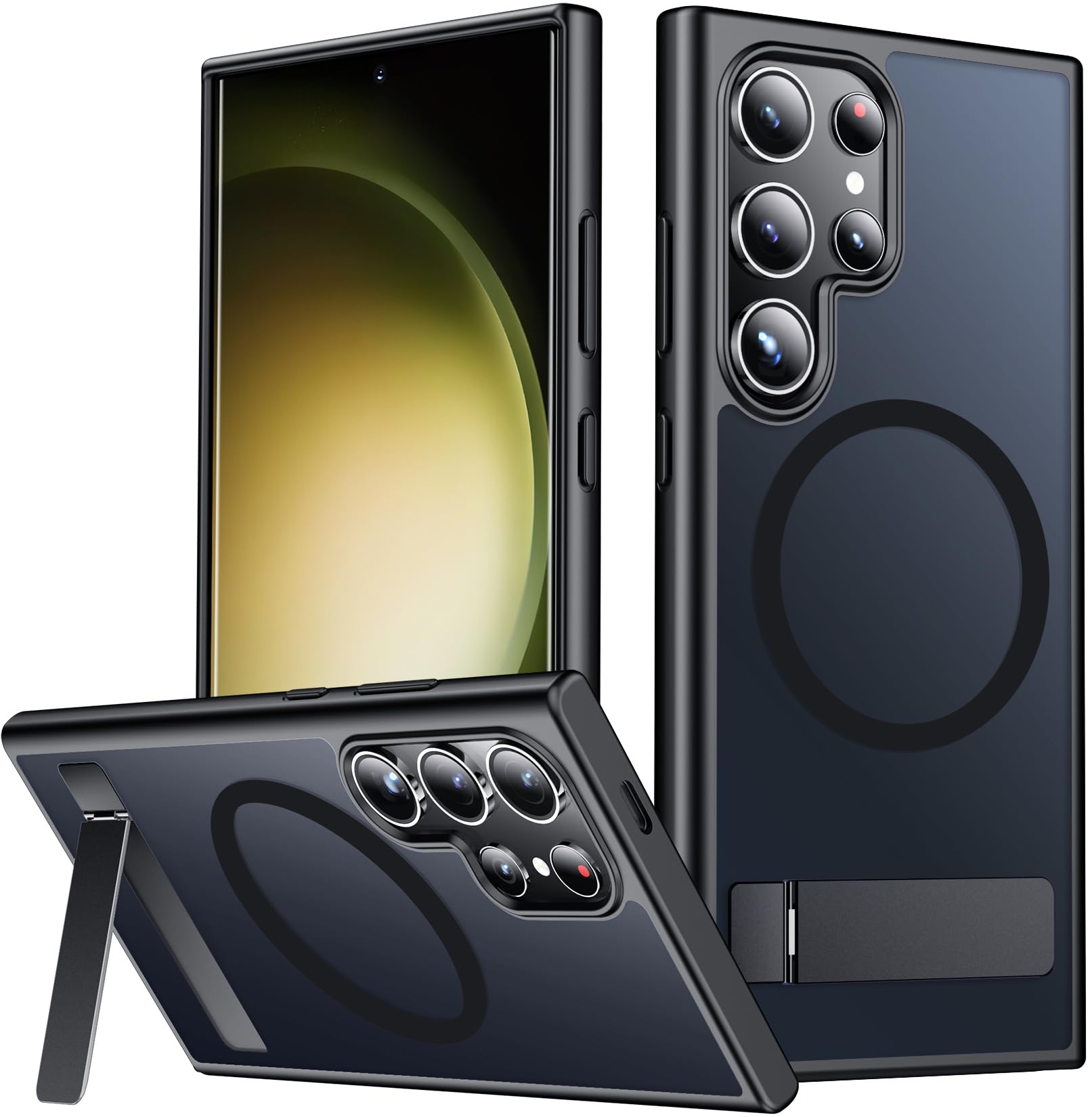 SPIDERCASE for Samsung Galaxy S23 Ultra Case, Built-in Stand, Black