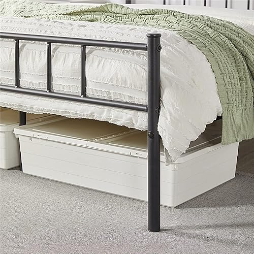 Miniatura 39 de YAHEETECH Base de cama de metal de tamaño Individual de 13 pulgadas con cabecera y plataforma de estribo, Base de cama con almacenamiento, no