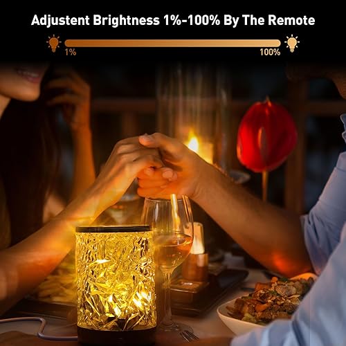 Miniatura 4 de Lámpara de mesa de cristal con ondas oceánicas, control táctil, luz nocturna RGB que cambia de color con control remoto, luces de agua fría